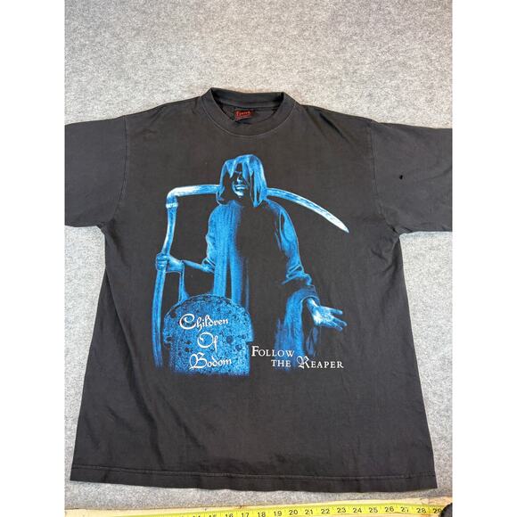 VINTAGE Children Of Bodom Follow The Reaper Shirt Mens XL Black Fiend Metal Band - Picture 1 of 8